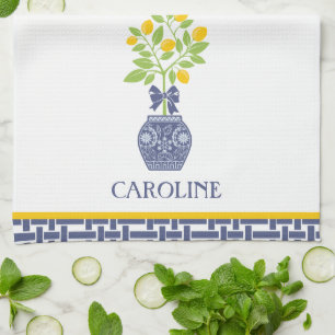 Chinoiserie Lemon Tree Personalized Kitchen Towel Theedoek