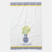 Chinoiserie Lemon Tree Personalized Kitchen Towel Theedoek (Verticaal)
