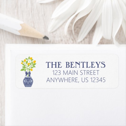 Chinoiserie Lemon Tree Return Address Labels (Insitu)