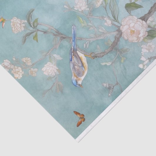 Chinoiserie Licht blauwgroen blauw tissuepapier (Detail)