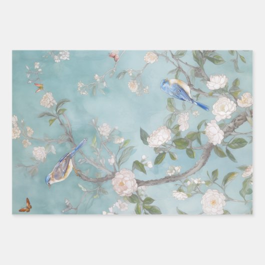 Chinoiserie Light Blauwgroen en Blues set Inpakpapier Vel (Voorkant 2)