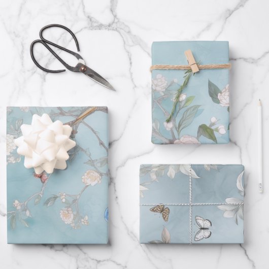 Chinoiserie Light Blauwgroen en Blues set Inpakpapier Vel (Voorkant)