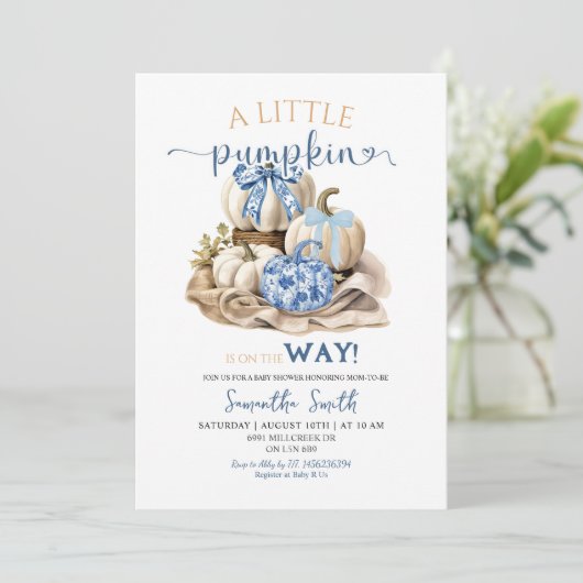 Chinoiserie Little Pumpkin Baby shower Kaart (Staand voorkant)