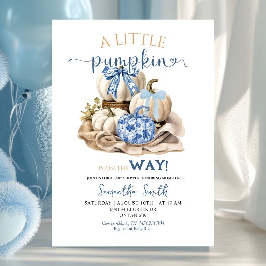 Chinoiserie Little Pumpkin Baby shower Kaart