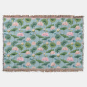 Chinoiserie Lotus Pond en Dragonfly Throw Blanket Deken (Voorkant)