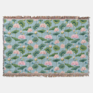 Chinoiserie Lotus Pond en Dragonfly Throw Blanket Deken