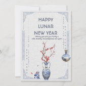 Chinoiserie Maan Nieuwjaar Konijn Zodiac Rode Prun Feestdagenkaart (Voorkant)