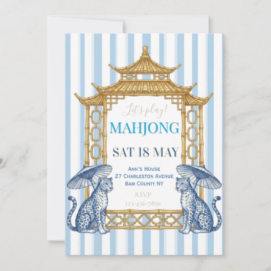 Chinoiserie Mahjong Party Blue Kaart (Voorkant)