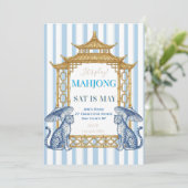Chinoiserie Mahjong Party Blue Kaart (Staand voorkant)