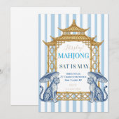 Chinoiserie Mahjong Party Blue Kaart (Voorkant / Achterkant)