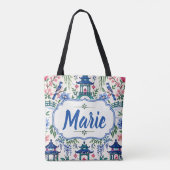 Chinoiserie Mahjong Tote Met Naam Bag (Achterkant)