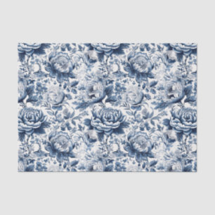 Chinoiserie Marine Blauw Wit Pioen Bloemen Decoupa Tissuepapier