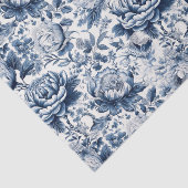 Chinoiserie Marine Blauw Wit Pioen Bloemen Decoupa Tissuepapier (Detail)