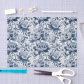 Chinoiserie Marine Blauw Wit Pioen Bloemen Decoupa Tissuepapier (Craft)