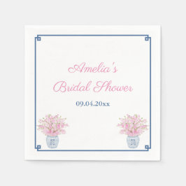 Chinoiserie marine en roze bruiloft douche servet