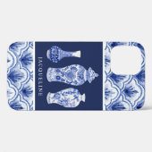 Chinoiserie marineblauwe gemberpot schelp patroon Case-Mate iPhone case (Achterkant (horizontaal))