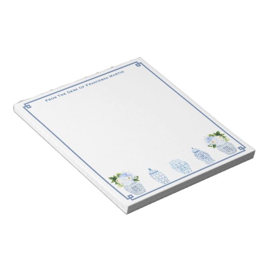 Chinoiserie met blauwe en witte Waterverf geperson Notitieblok (Schuin)