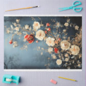 Chinoiserie Midnight Blue, Dark Moody Florals Tissuepapier (Craft)