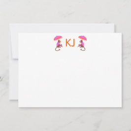 Chinoiserie Monkey Gepersonaliseerde Flat Note Kaa Notitiekaartje