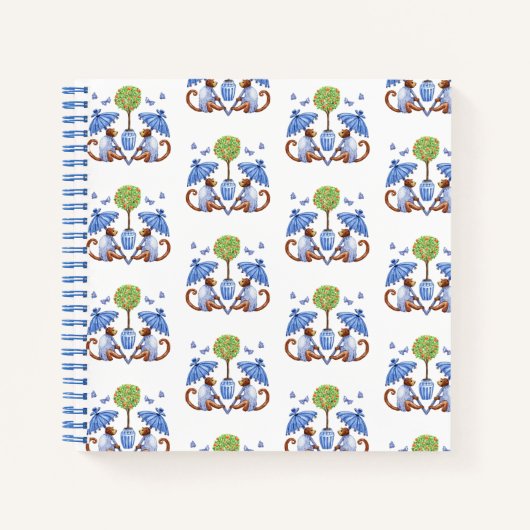 Chinoiserie Monkeys and Parasols Spiral Notitieboe Notitieboek (Voorkant)