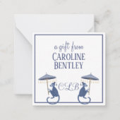 Chinoiserie Monkeys Monogram Gift Enclosure Kaarte Notitiekaartje (Voorkant)