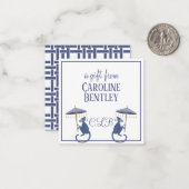 Chinoiserie Monkeys Monogram Gift Enclosure Kaarte Notitiekaartje (Voorkant / Achterkant in situ)