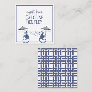 Chinoiserie Monkeys Monogram Gift Enclosure Kaarte Notitiekaartje