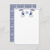 Chinoiserie Monkeys Monogrammed Note Cards Bedankkaart (Voorkant / Achterkant)