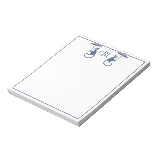 Chinoiserie Monkeys Monogrammed Notitieblok (Linkerzijde)