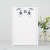 Chinoiserie Monkeys Monogrammed Stationery Briefpapier (Staand voorkant)