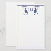 Chinoiserie Monkeys Monogrammed Stationery Briefpapier (Voorkant / Achterkant)