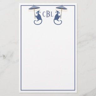 Chinoiserie Monkeys Monogrammed Stationery Briefpapier