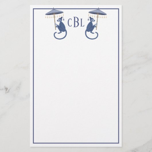 Chinoiserie Monkeys Monogrammed Stationery Briefpapier (Voorkant)