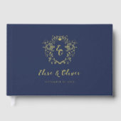 Chinoiserie Monogram Crest Folie bruiloft Gastenboek (Voorkant)