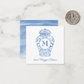 Chinoiserie Monogram Ginger Jar Gift Enclosures Notitiekaartje (Voorkant / Achterkant in situ)