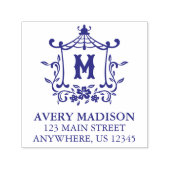 Chinoiserie Monogram Pagoda Retouradres Zelfinktende Stempel (Design)