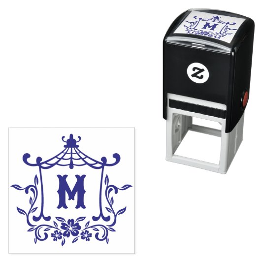 Chinoiserie Monogram Pagoda Zelfinktende Stempel (In situ)