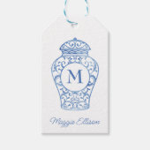 Chinoiserie Monogrammed Ginger Jar Gift Labels Cadeaulabel (Voorkant)