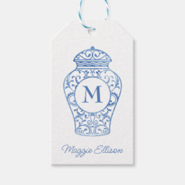 Chinoiserie Monogrammed Ginger Jar Gift Labels Cadeaulabel