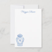 Chinoiserie Monogrammed Ginger Jar Note Cards Bedankkaart (Voorkant)