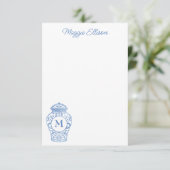 Chinoiserie Monogrammed Ginger Jar Note Cards Bedankkaart (Staand voorkant)