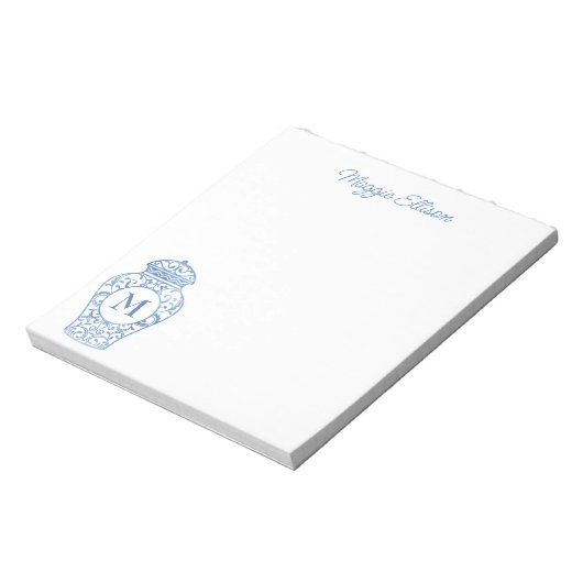 Chinoiserie Monogrammed Ginger Jar Notepad Notitieblok (Linkerzijde)