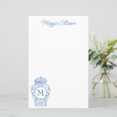 Chinoiserie Monogrammed Ginger Jar Stationery (Staand voorkant)