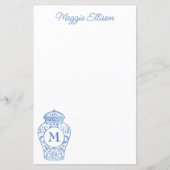 Chinoiserie Monogrammed Ginger Jar Stationery (Voorkant)