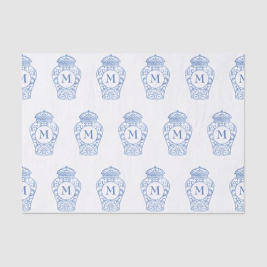 Chinoiserie Monogrammed Ginger Jar Tissue Paper Tissuepapier (Voorkant)
