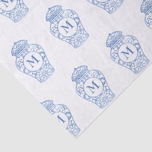 Chinoiserie Monogrammed Ginger Jar Tissue Paper Tissuepapier (Detail)