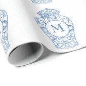 Chinoiserie Monogrammed Ginger Jar Wrapping Paper Cadeaupapier (Rol Hoek)