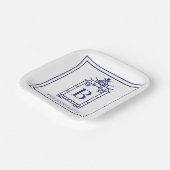 Chinoiserie Monogrammed Pagoda Party Borden Papieren Bordje (Gebogen)