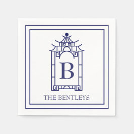 Chinoiserie Monogrammed Pagoda Party Napkins Servet