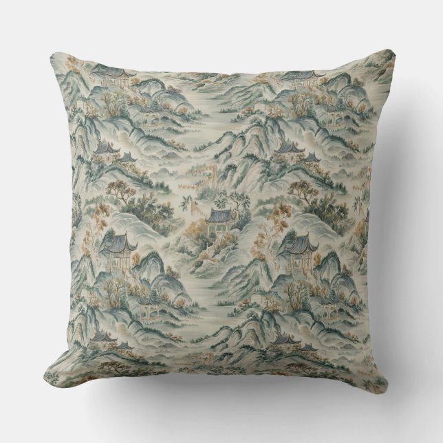 Chinoiserie Mountain Scene Kussen (Voorkant)